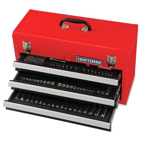 mechanics tool set w metal hand box|CRAFTSMAN 215.